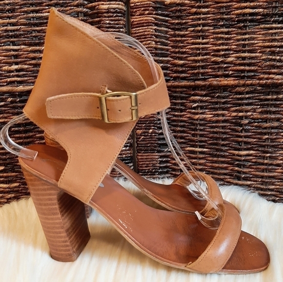 Jeffrey Campbell x Free People 8.5 Leather Magic Heel Boho Cuff Sandals Brown - Picture 1 of 11